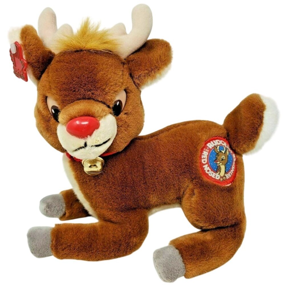 1980s Applause Rudolph Red Nosed Reindeer Plush Floppy Christmas Collectible Toy
